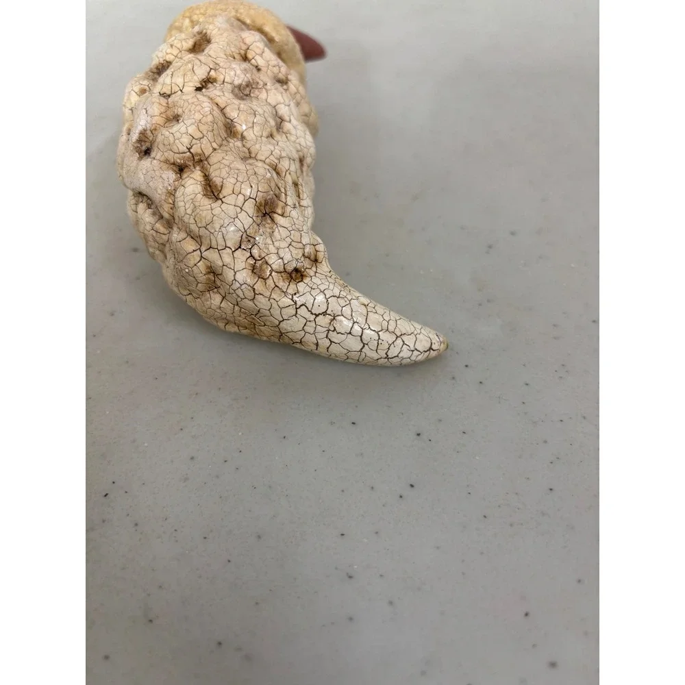 Rustic Santa Claus Head Ornament Crackle Glaze‎ Textured Red Hat Christmas Moon